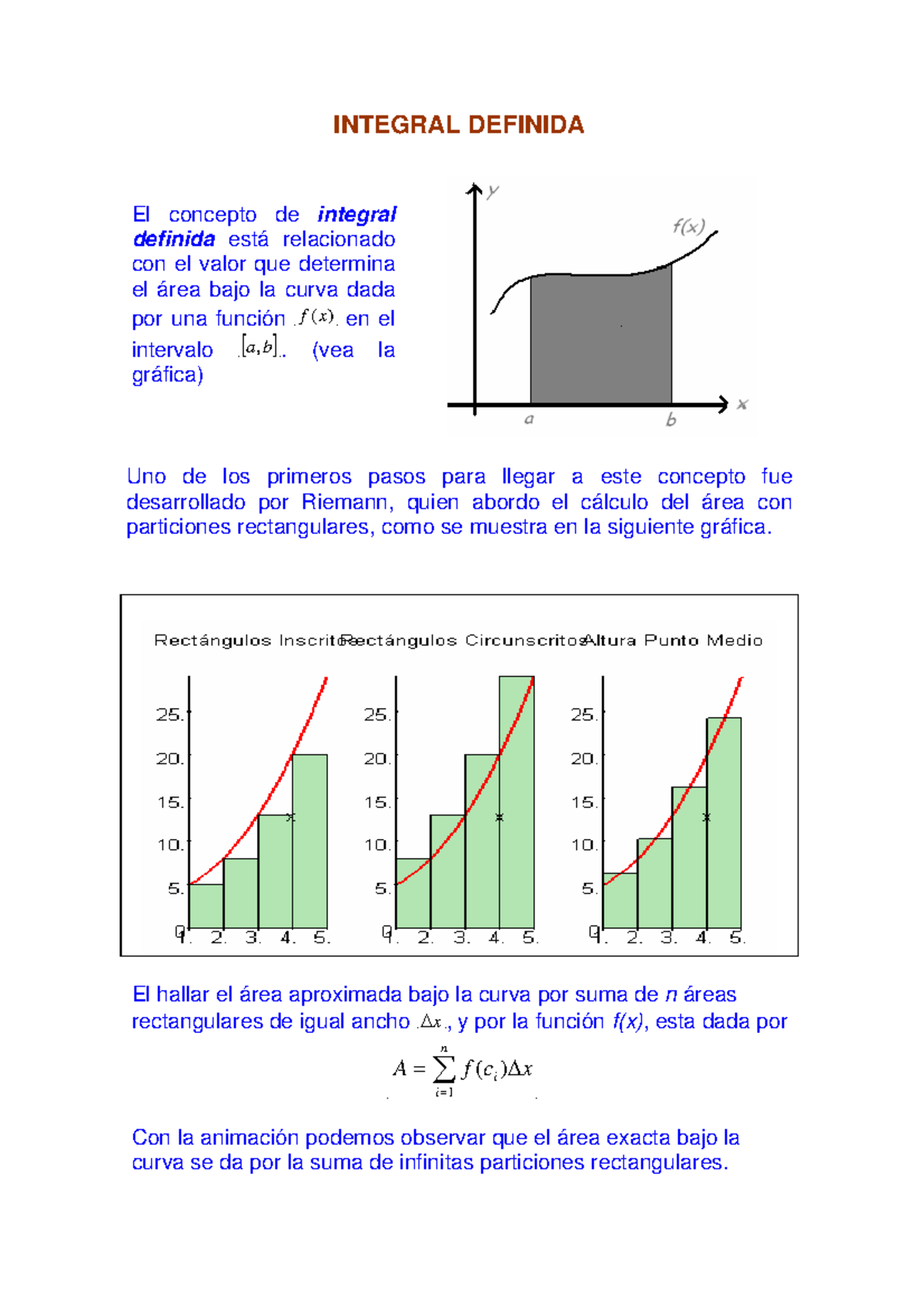 Evaluar Integrales - fftf - ####### INTEGRAL DEFINIDA El concepto de ...