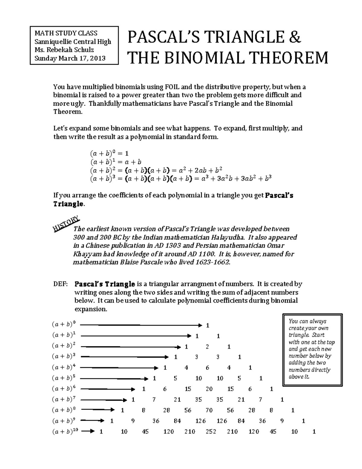 1-binomial-expansion - You have multiplied binomials using FOIL and the ...