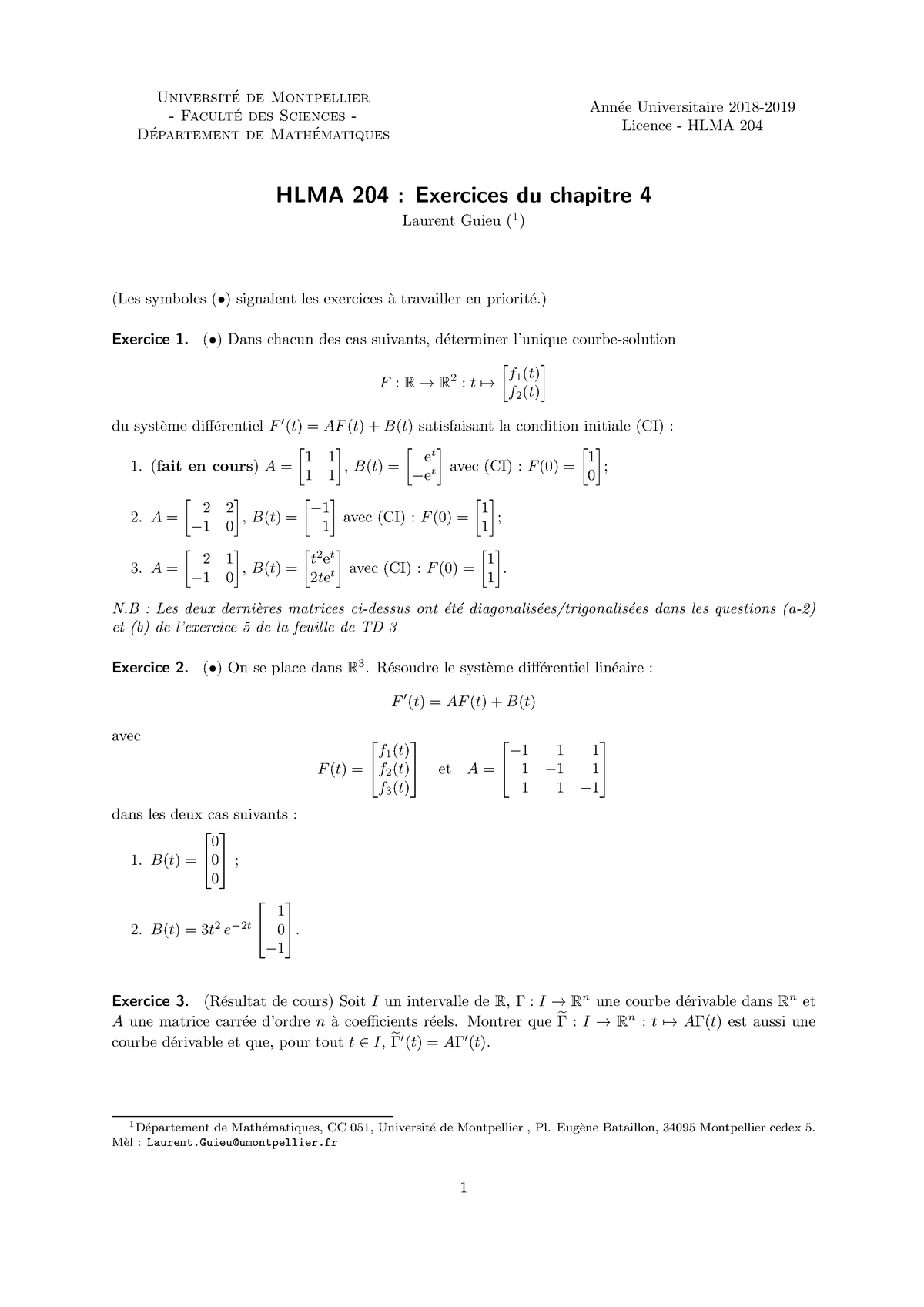 Exercices-HLMA204-4 2018-19 - ´ De Montpellier Universite ´ Des ...