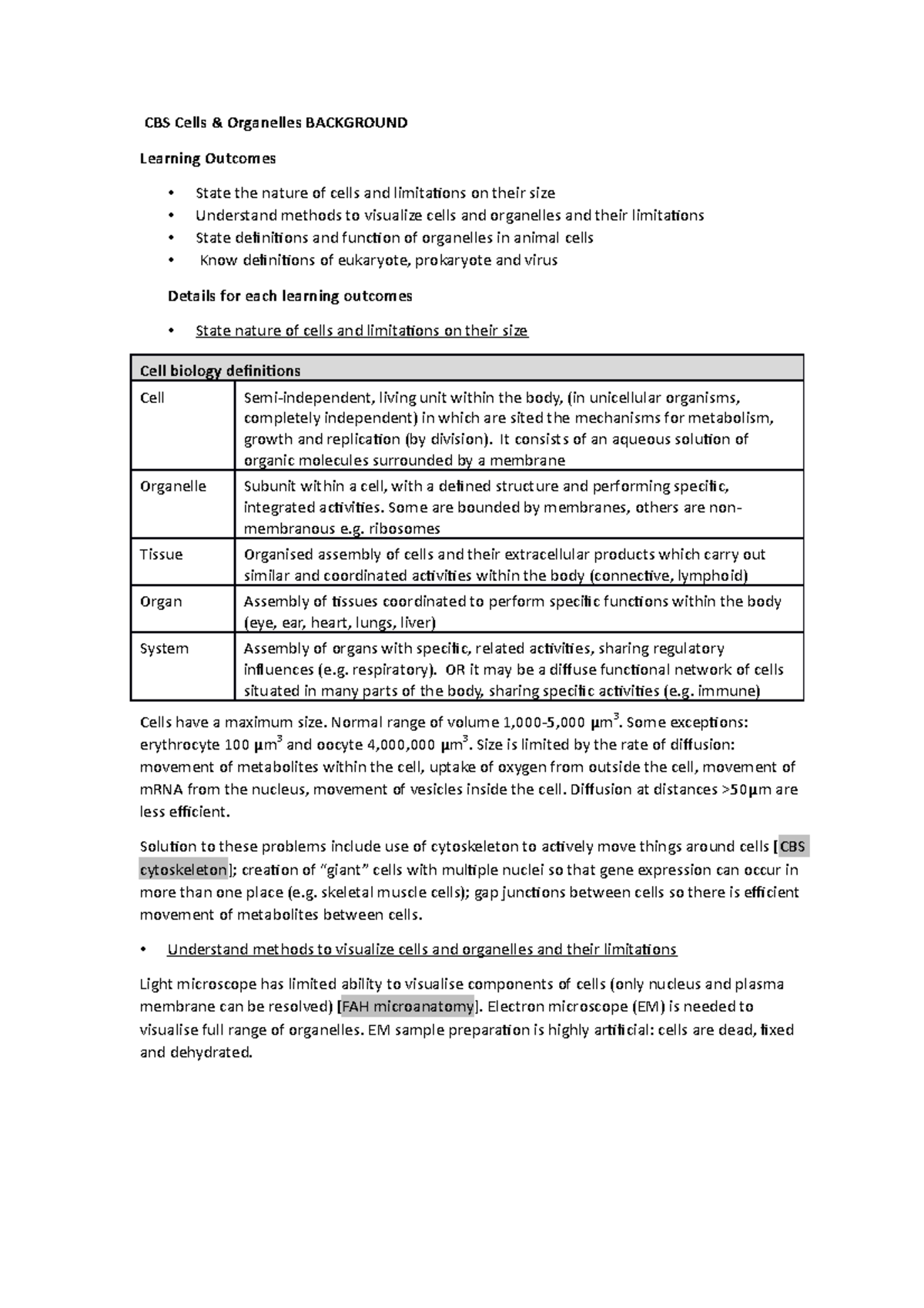 CBS Cells and organelles Background - CBS Cells & Organelles BACKGROUND ...