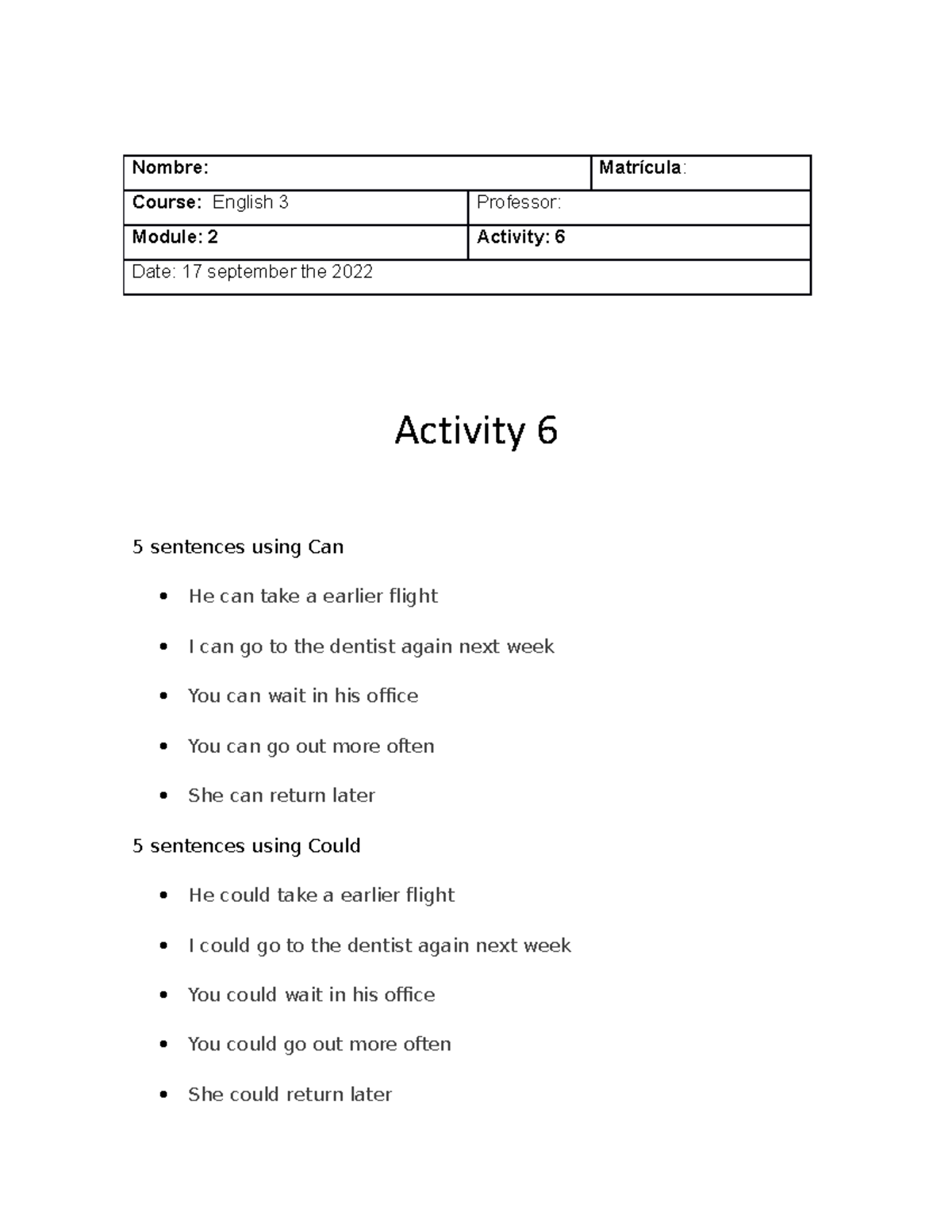 Activity 6 - ingles avanzado 3 - TecMilenio - Studocu
