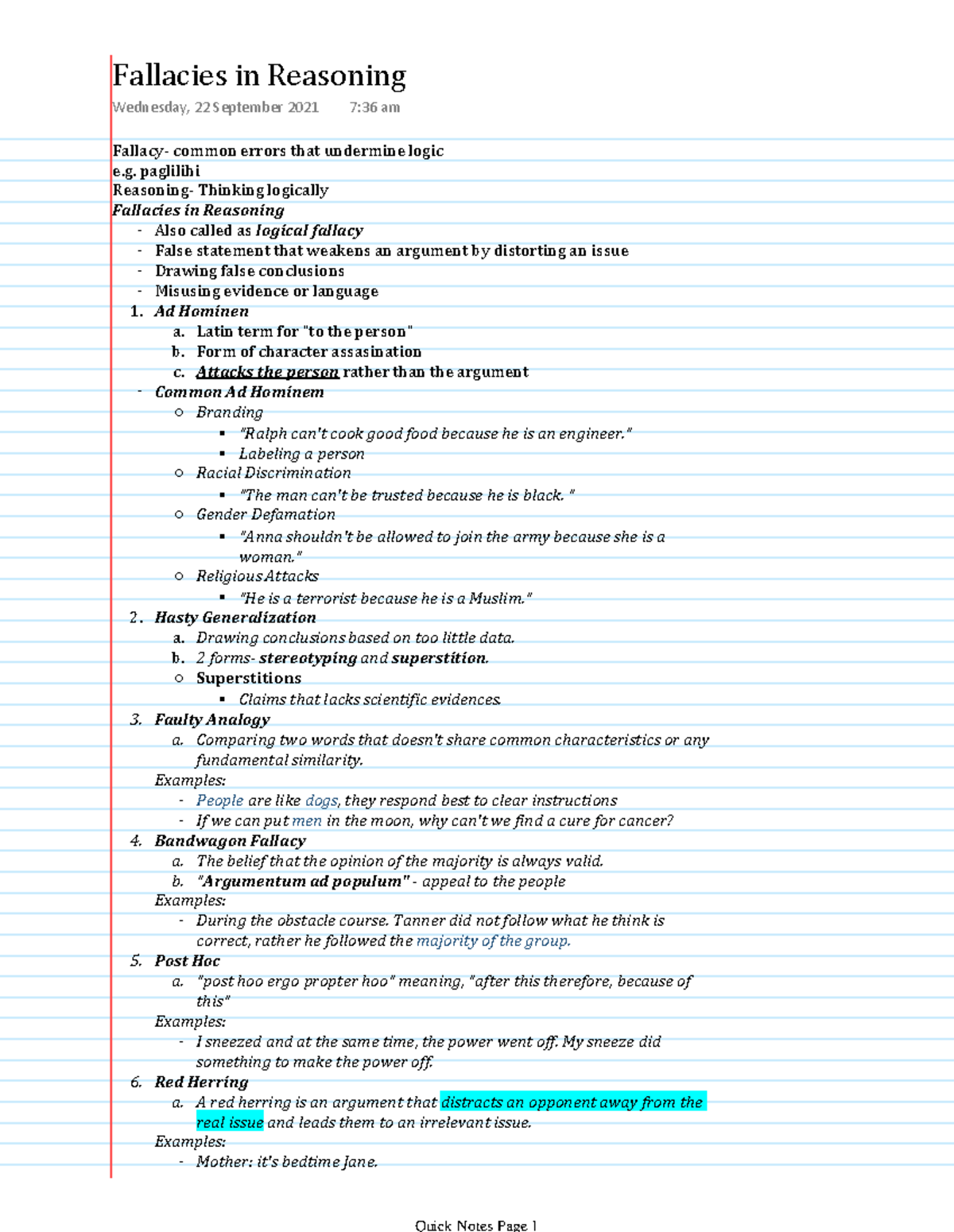 Fallacies In Reasoning - Fallacy- Common Errors That Undermine Logic E ...