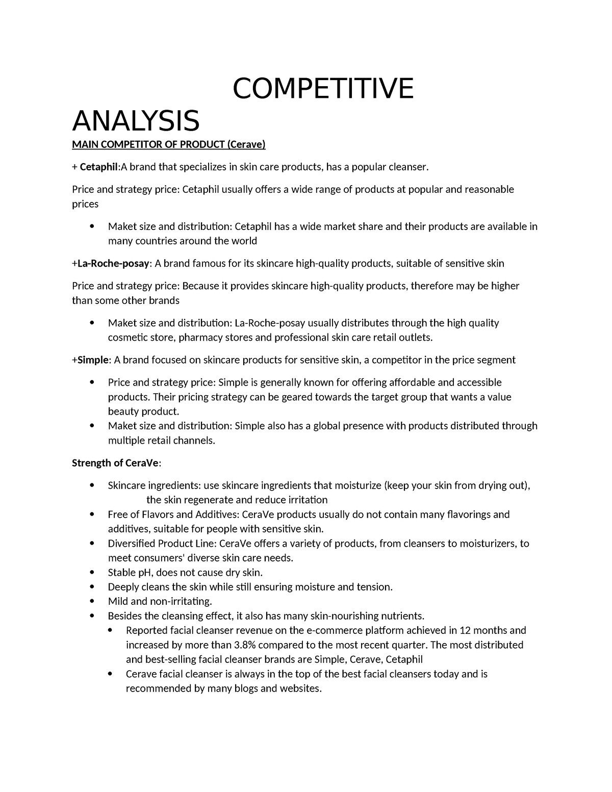 Competitive Analysis - COMPETITIVE ANALYSIS MAIN COMPETITOR OF PRODUCT ...