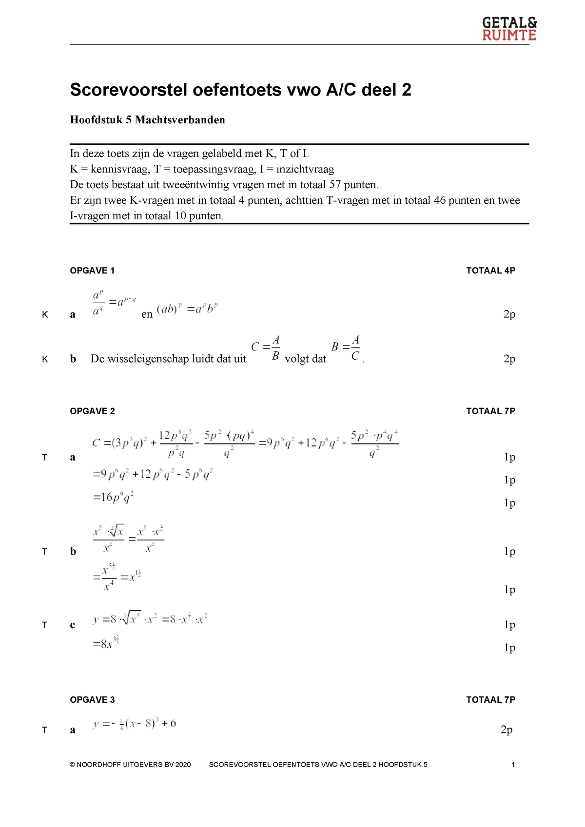 Oefentoets-H5-cv - Wiskunde Oefentoets Antwoorden - Scorevoorstel ...