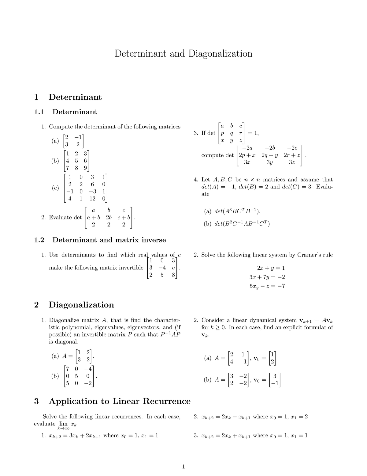 3. Determinant - Diagonalization - Determinant And Diagonalization 1 ...