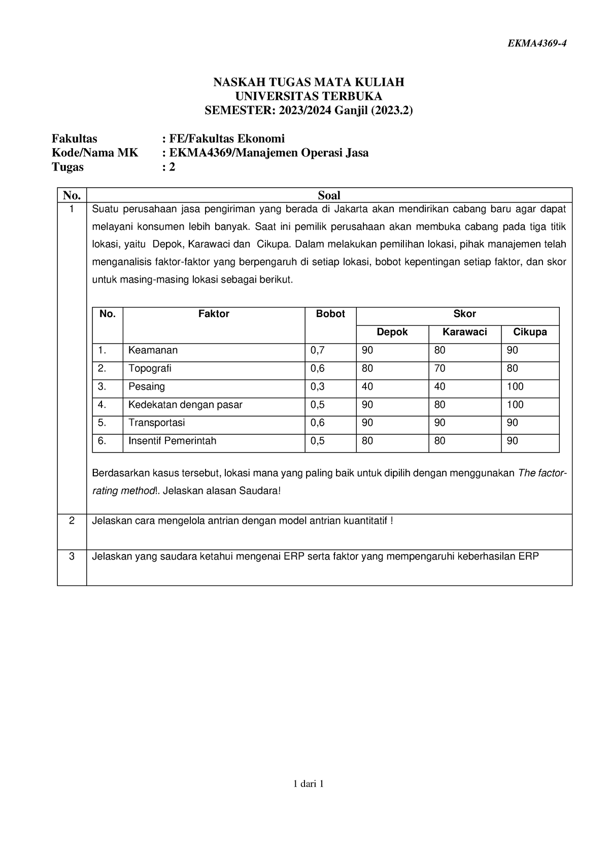 Soal Ekma4369 Tmk2 4 - Tt1 - EKMA4369- 4 1 Dari 1 NASKAH TUGAS MATA ...