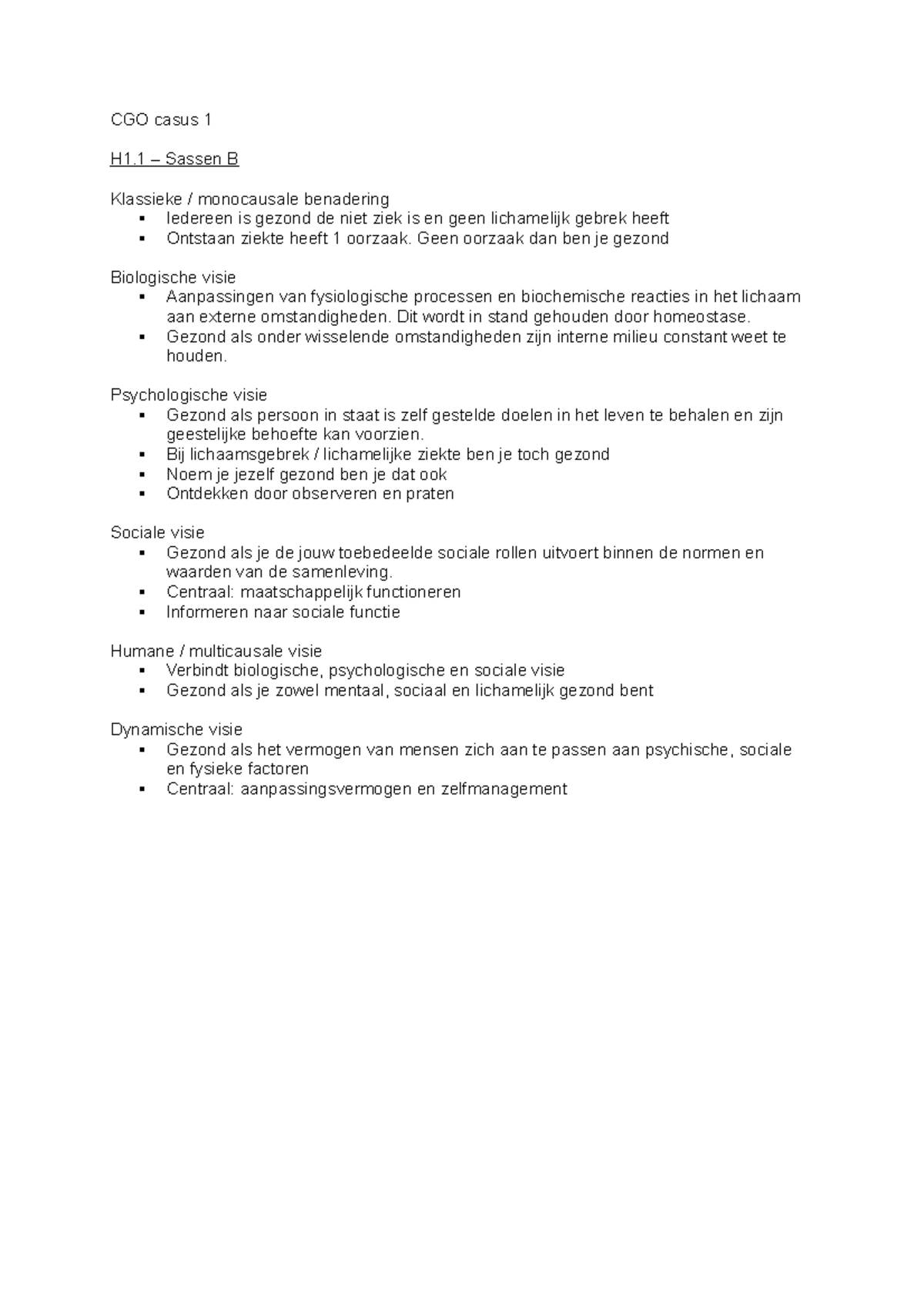 CGO Casus 1 - Samenvatting Gezondheidsbevordering En Zelfmanagement ...