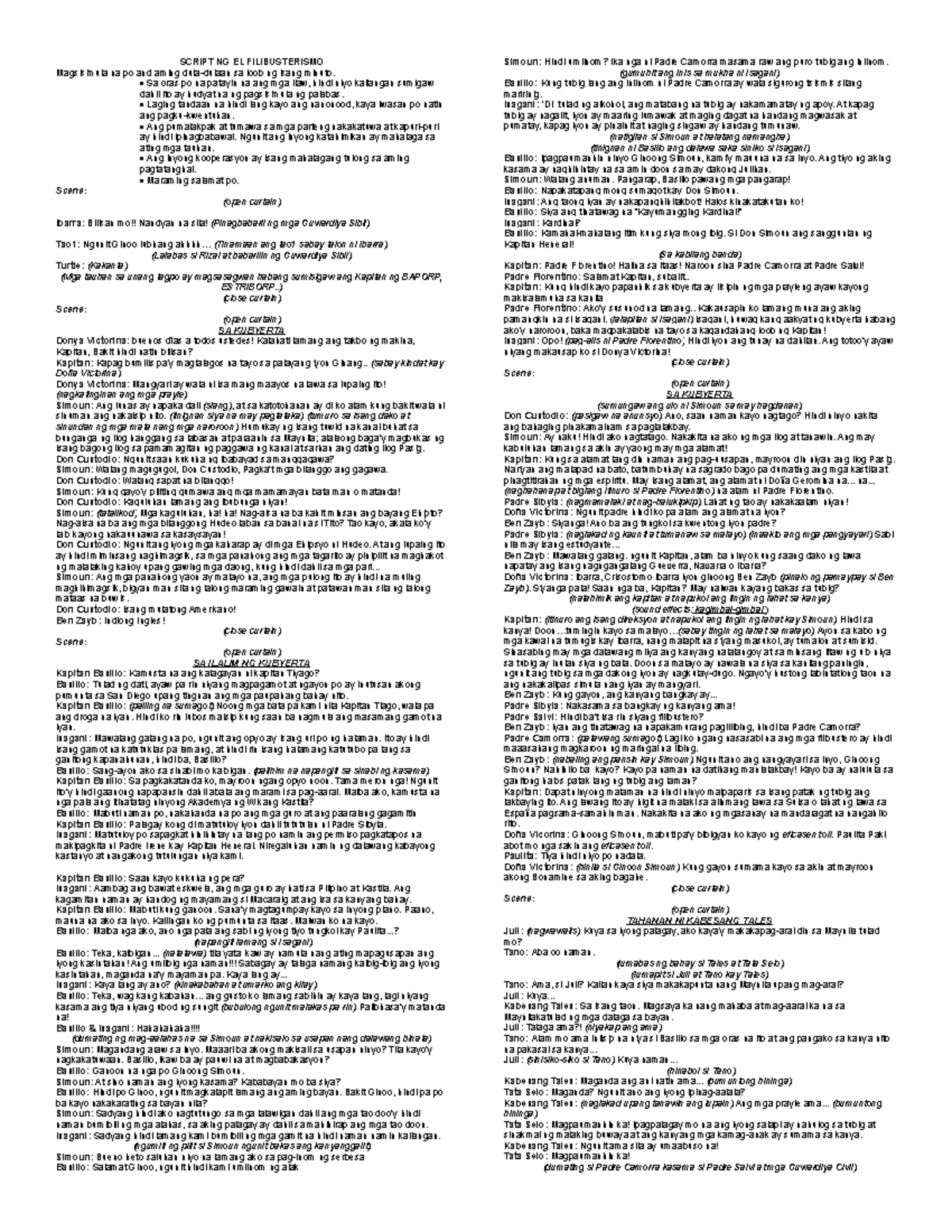 Downacademia - nomns - SCRIPT NG EL FILIBUSTERISMO Magsisimula na po ...