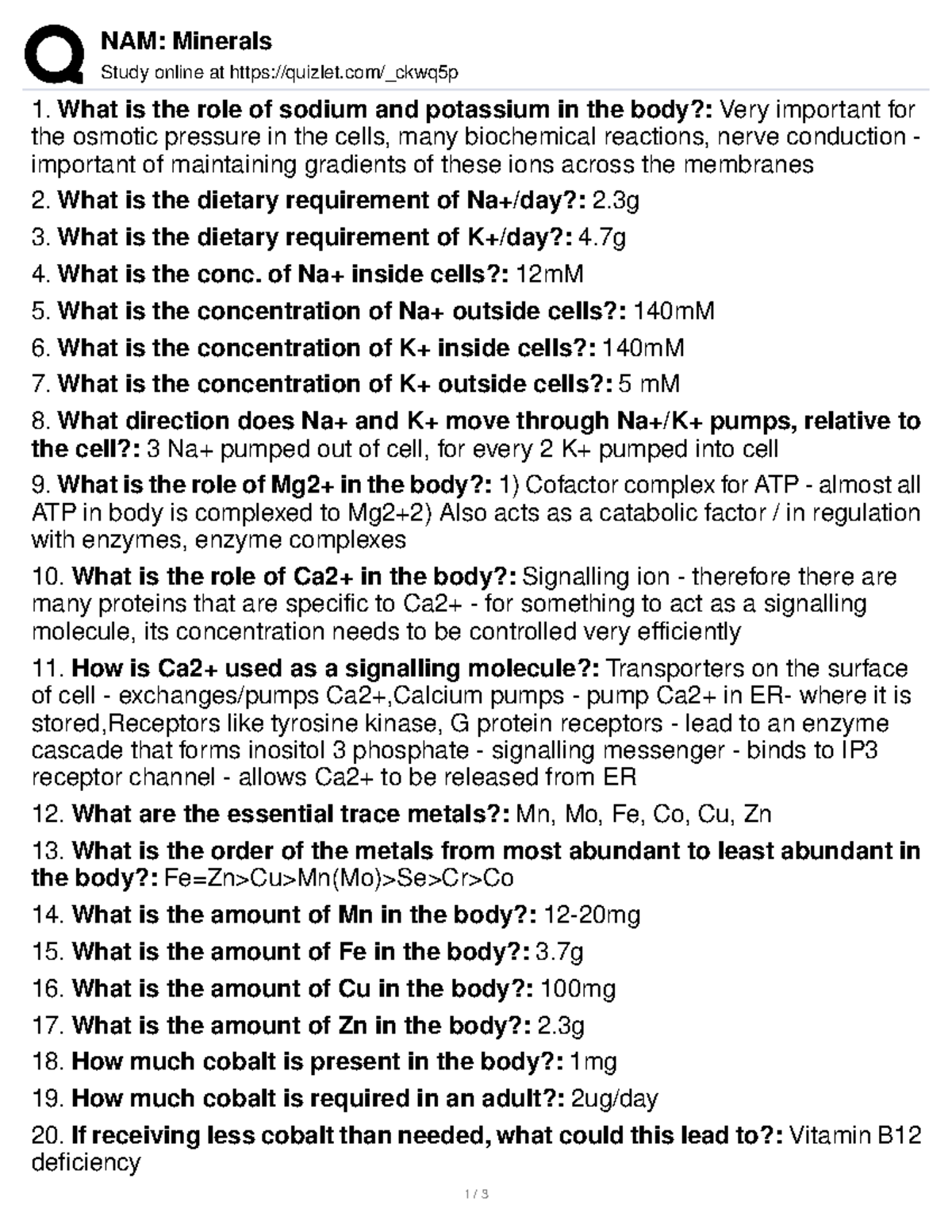 Metals Lecture Questions NAM Minerals Study online at quizlet