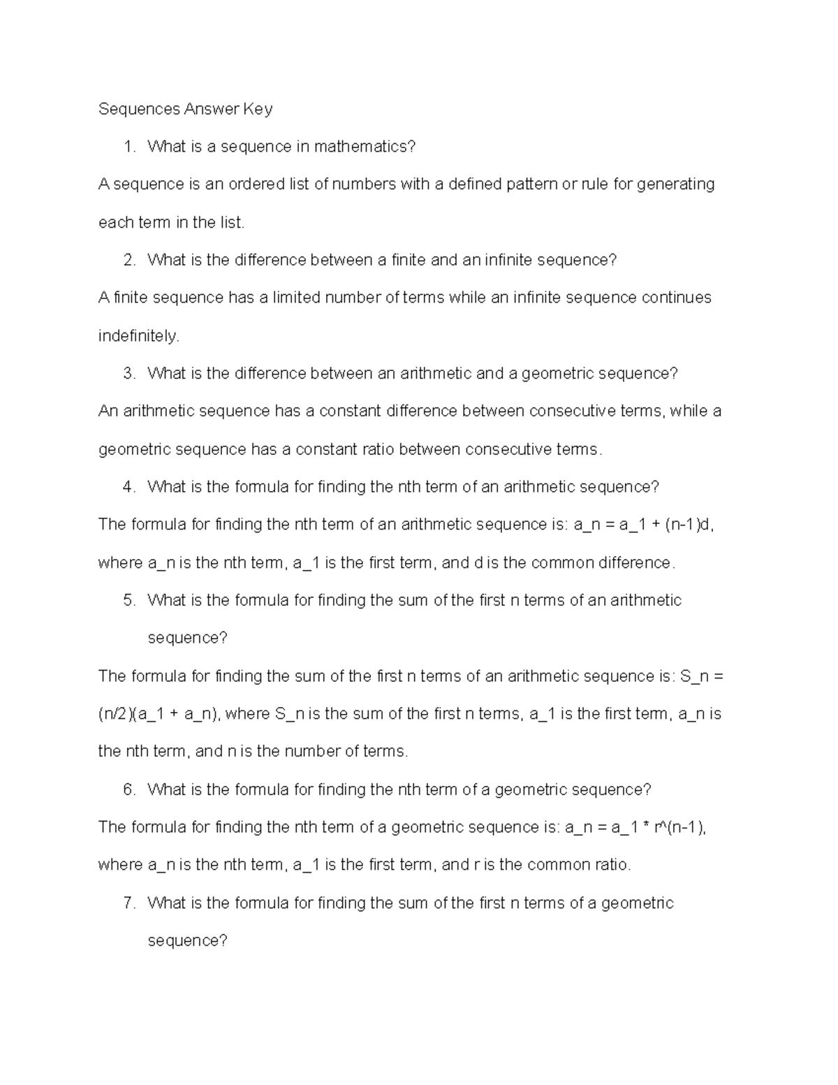 my homework lesson 3 sequences answer key