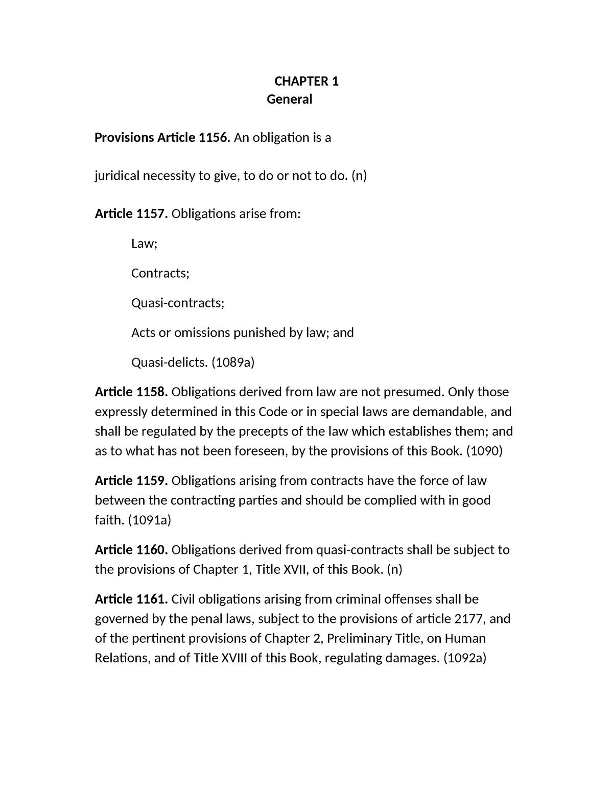 Article Chap 1-2 - Law - CHAPTER 1 General Provisions Article 1156. An ...