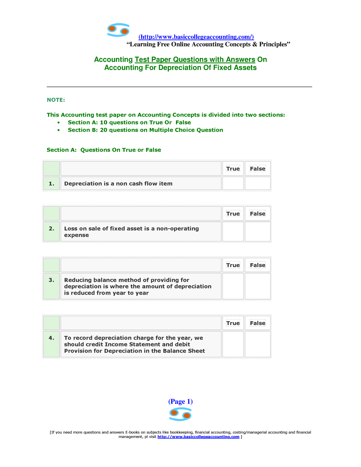 Accountint Paper Questions With Answers - “Learning Free Online ...