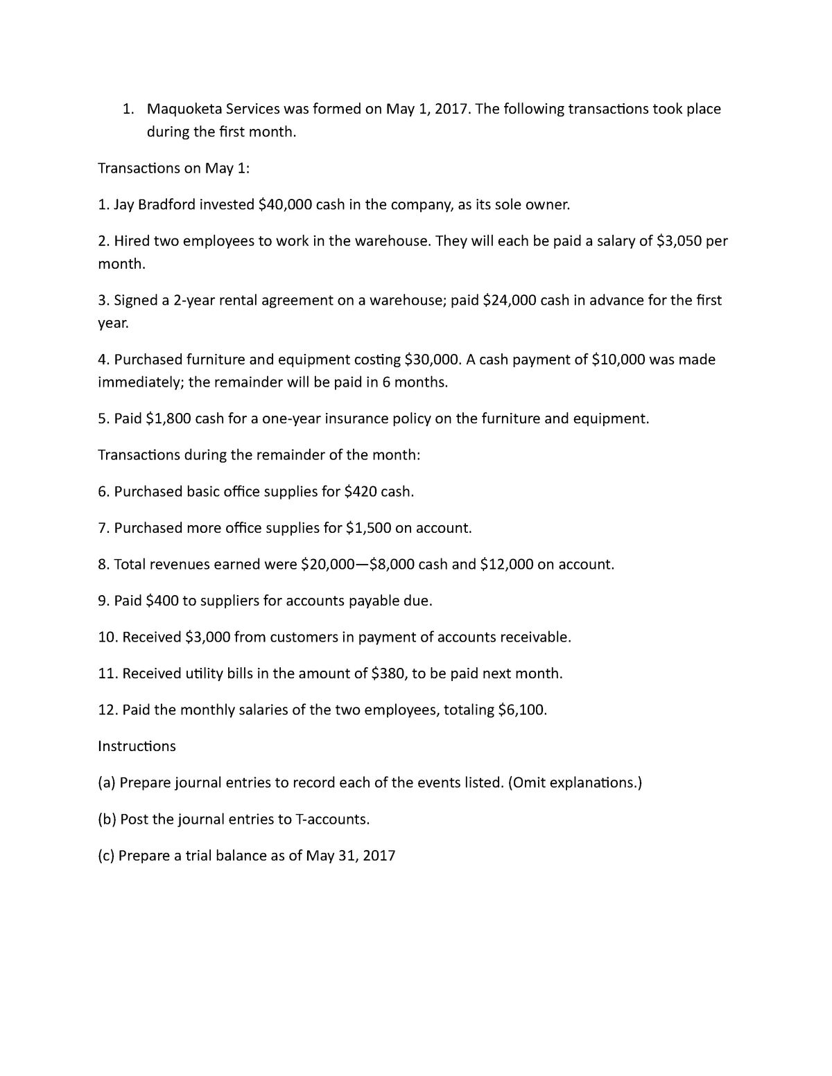 chapter 1 homework financial accounting