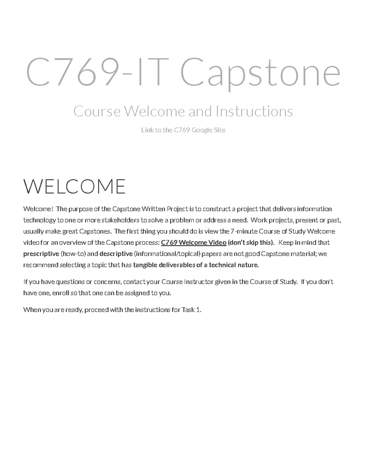 C769 Capstone Definitive Guide Capstone Course and Instructions Link to the C769