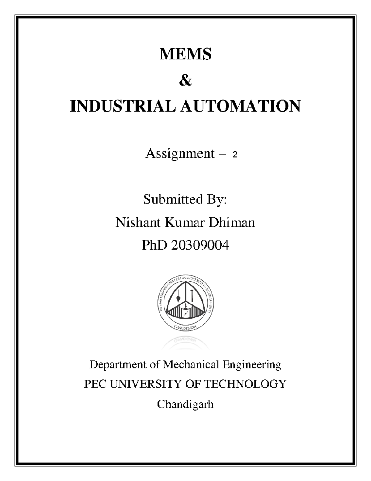 Assignment 2 Hydraulic Pneumatic valves actuation MEMS & INDUSTRIAL