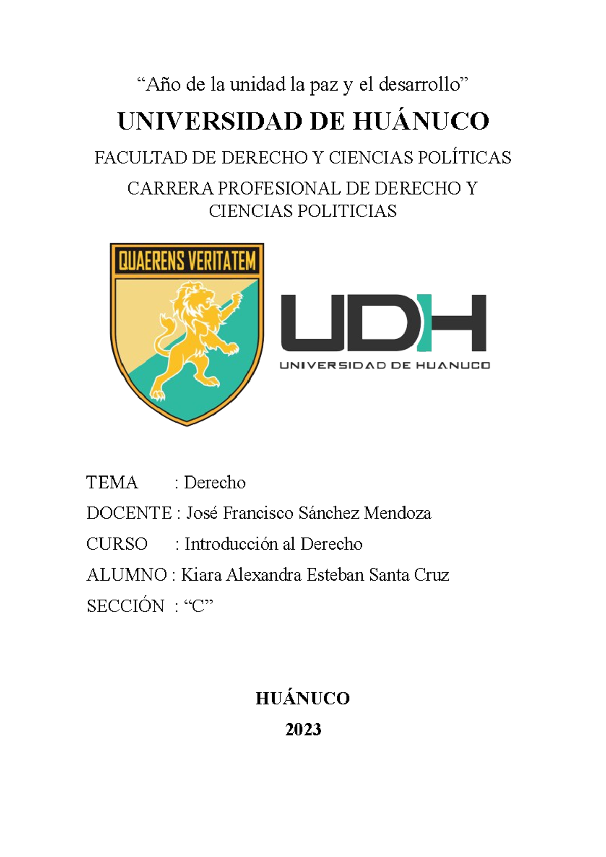 Caratula - Derecho Procesal Civil I - “Año de la unidad la paz y el ...