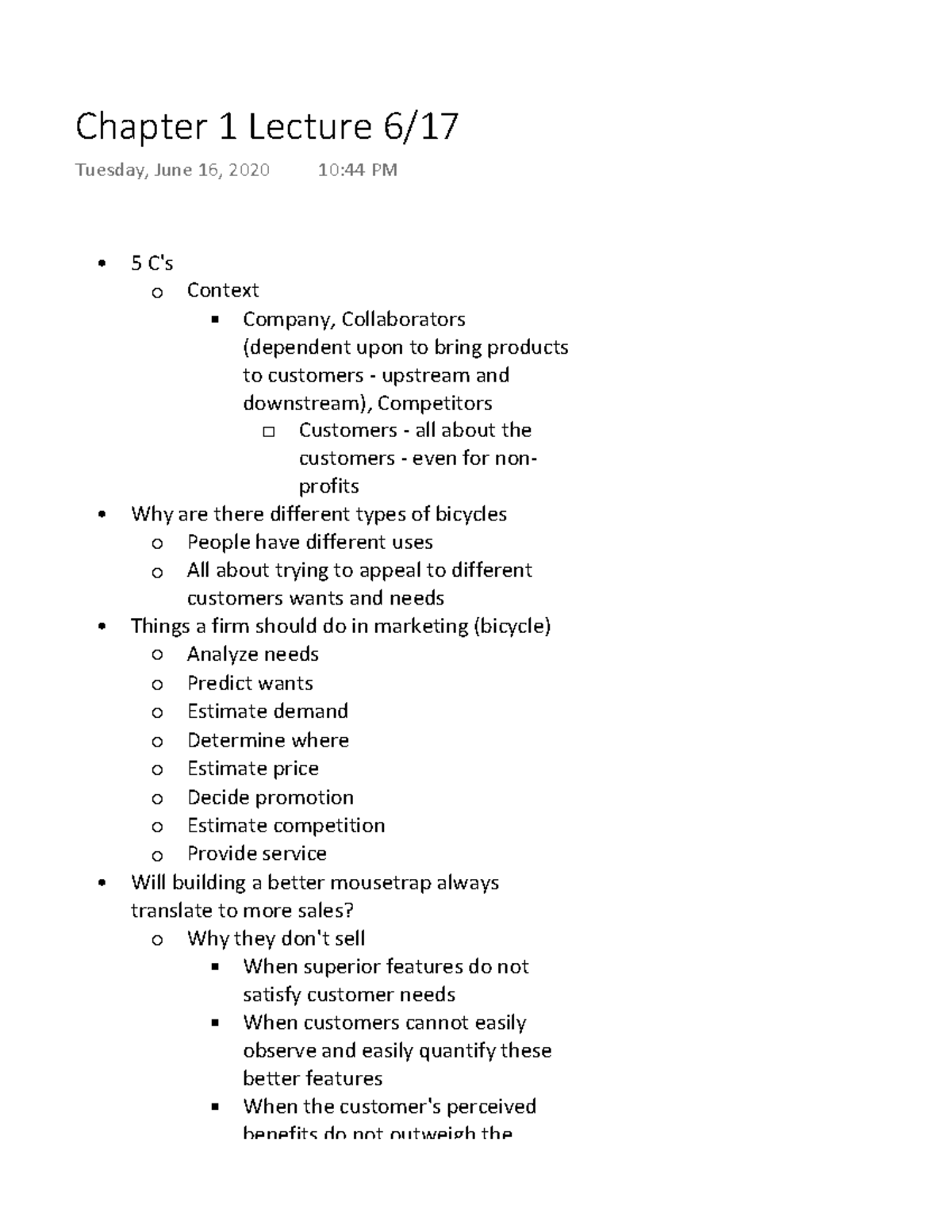 Chapter 1 Lecture 617 - 5 C's Context Company, Collaborators (dependent ...