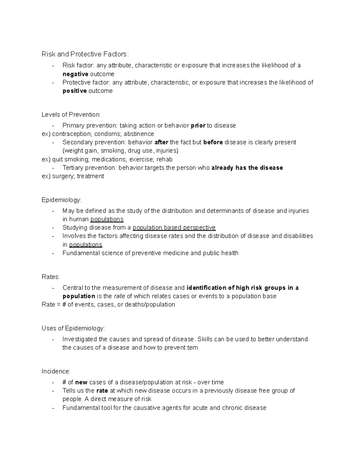 Life cycle sexual health notes - Risk and Protective Factors: Risk ...