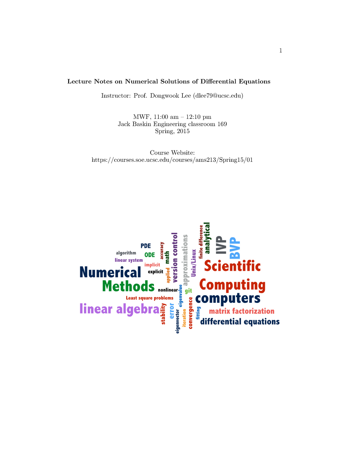 Ams213 - Summary Numerical Solutions Of Differential Equations ...