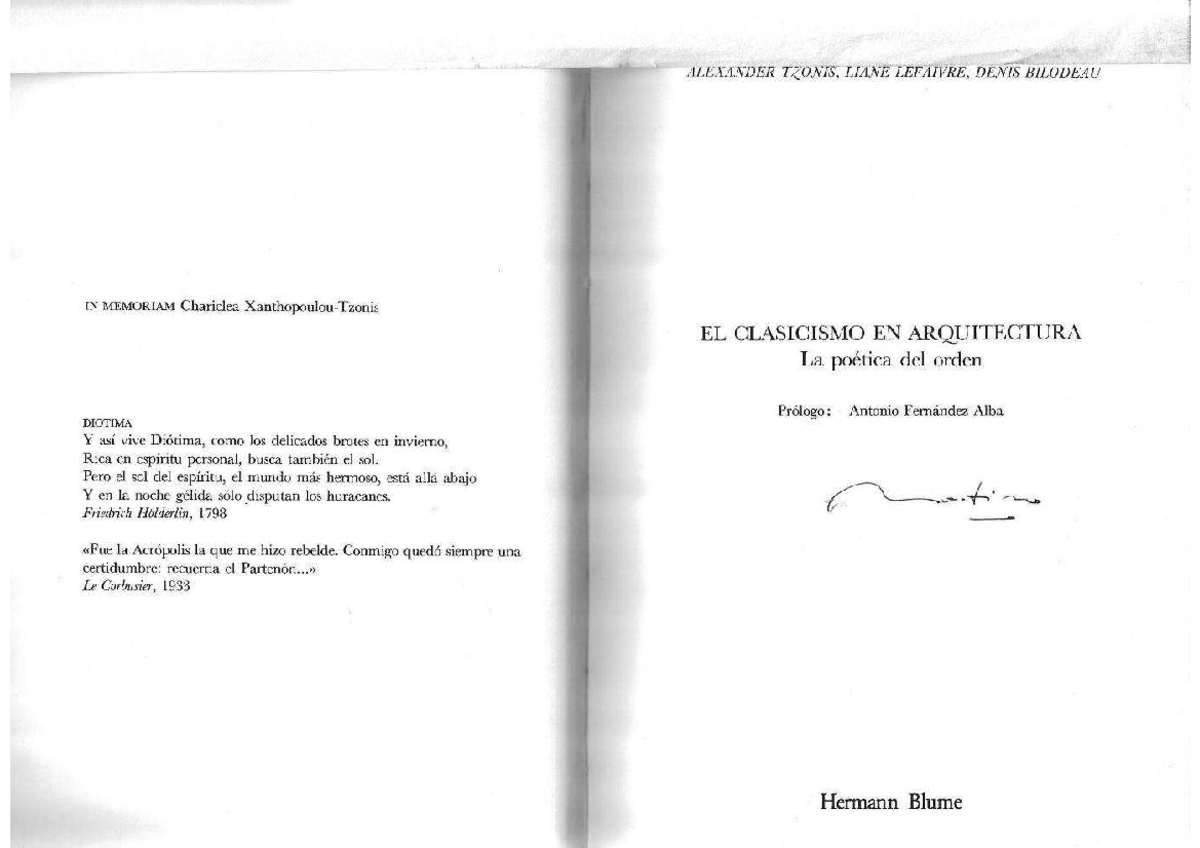Tzonis Lefaivre Bilodeau [1983]. El clasicismo en arquitectura Cap. 1