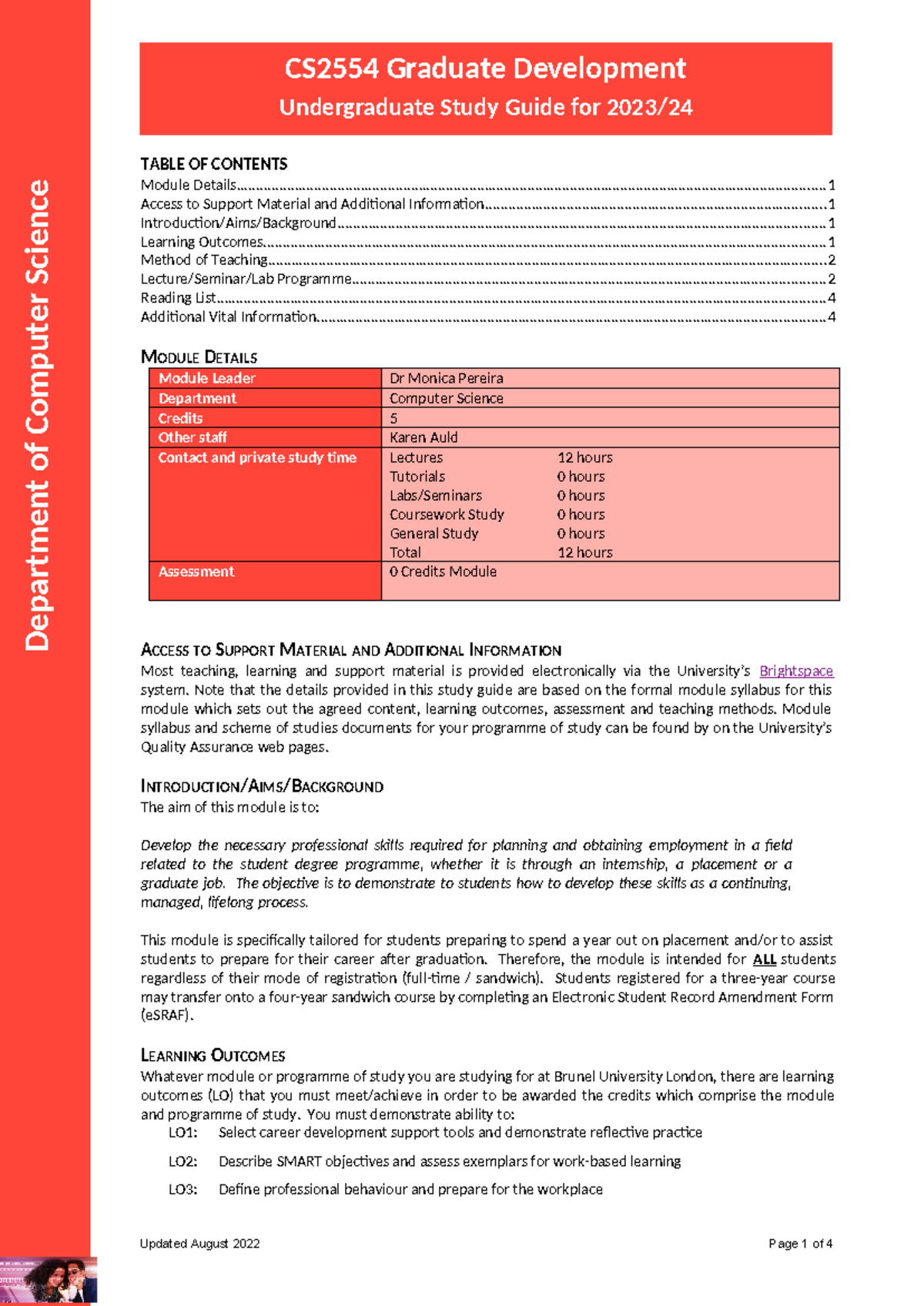 CS2554 Study Guide 23 - Department of Computer Science TABLE OF ...