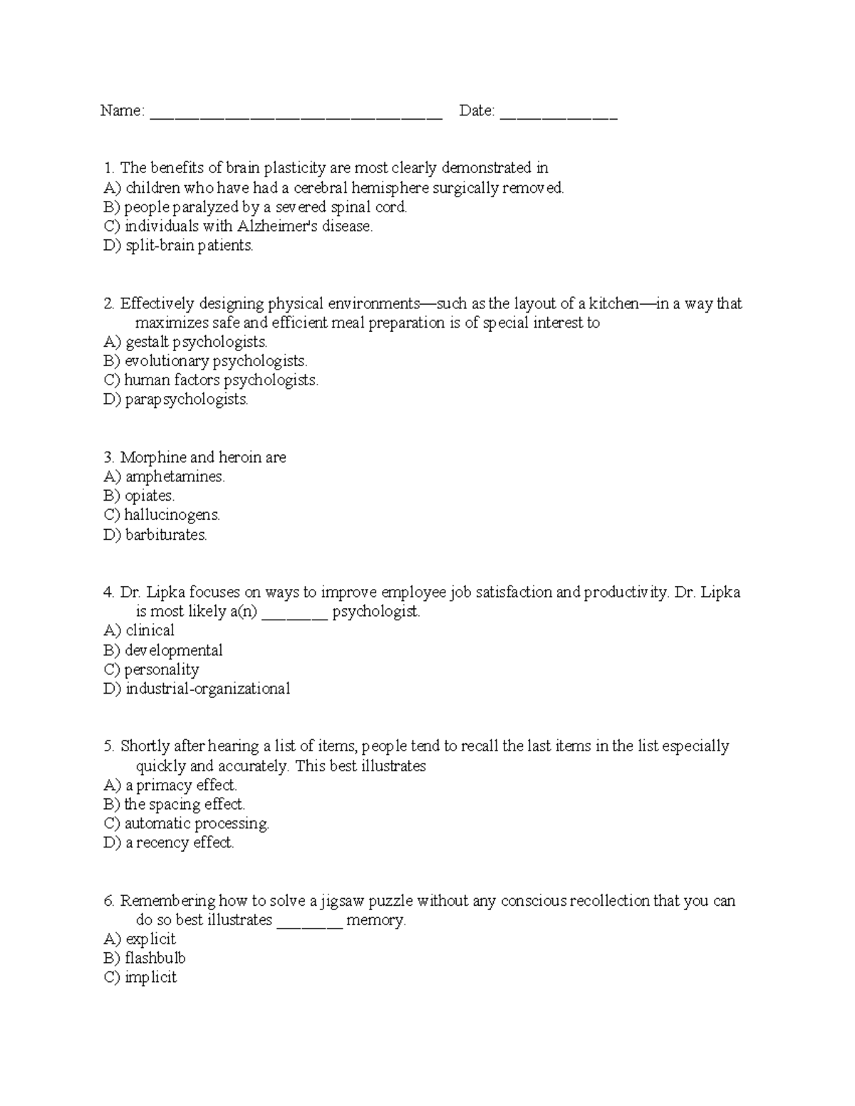 Psych 10 Holyoak Fall'10 Practice Midterm 1 - - Studocu