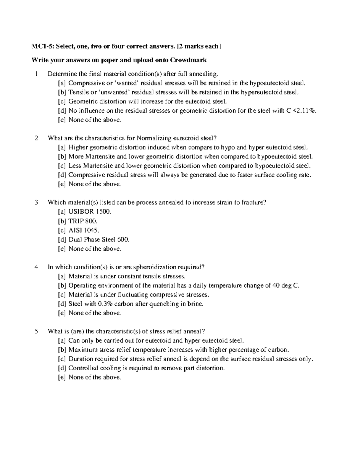 2020 Practice Exam - MC1-5: Select, One, Two Or Four Correct Answers ...