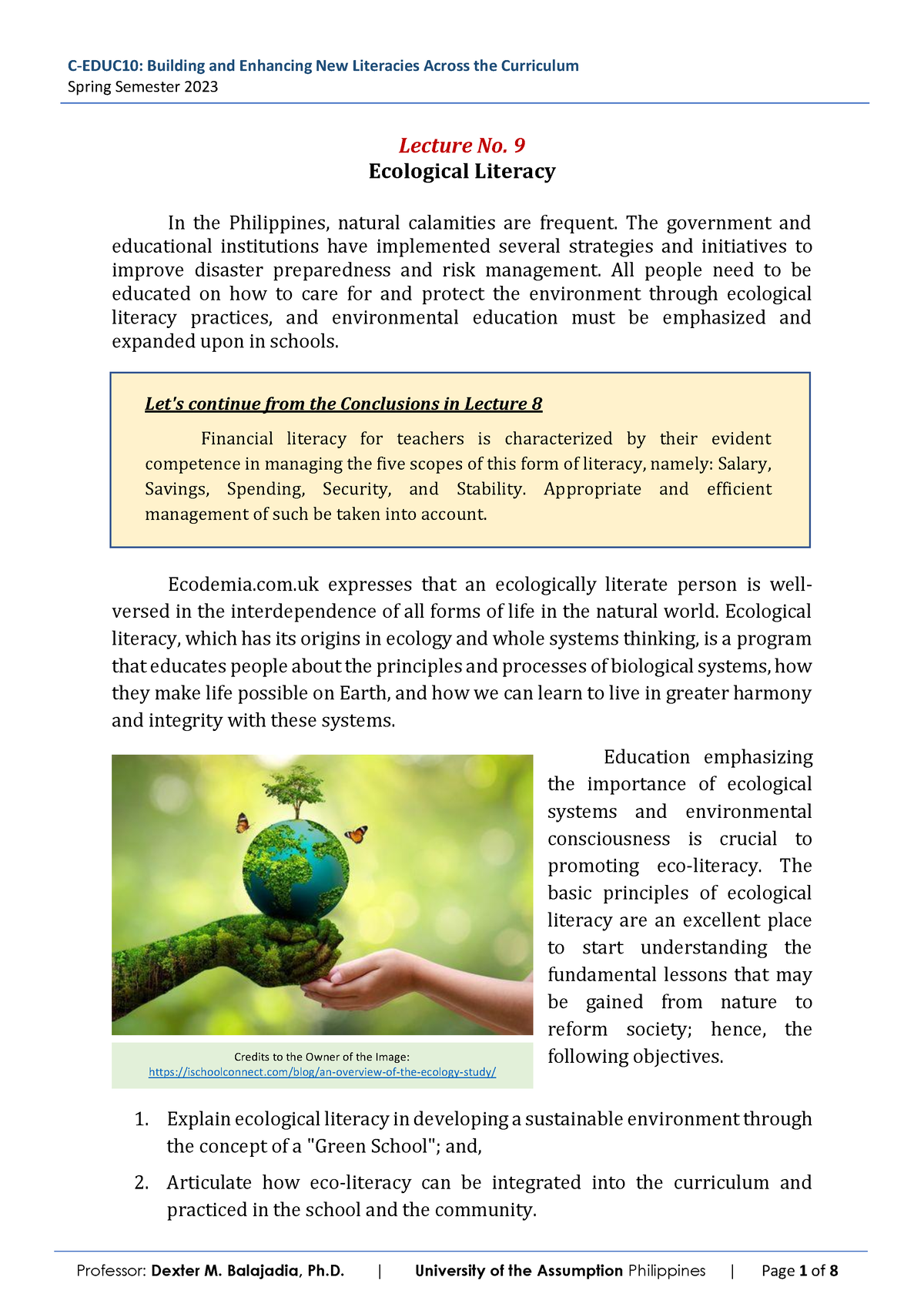 [Building And Enhancing New Literacies] Week 9 - Ecological Literacy ...