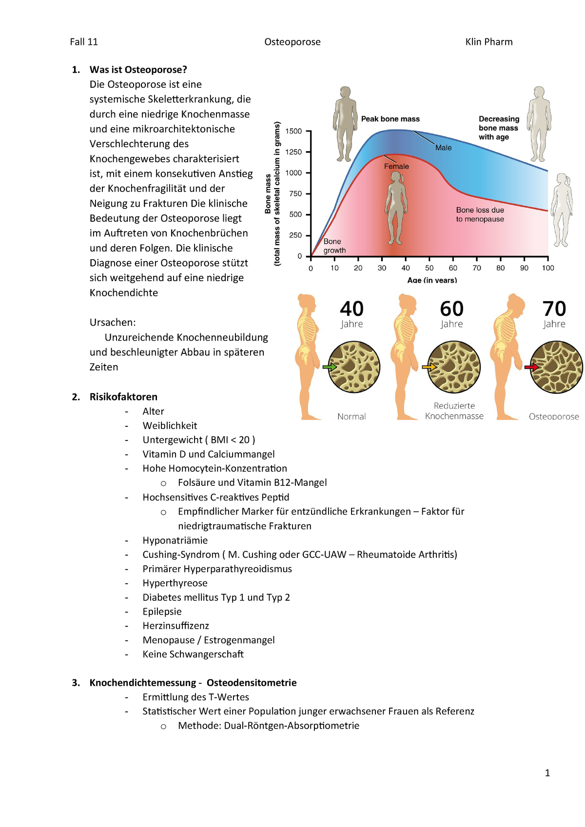 Klausur Wintersemester 16 17 Fragen Und Antworten Fall 11 Osteoporose Klin Pharm Was Ist Osteoporose Die Osteoporose Ist Eine Systemische Skeletterkrankung Studocu