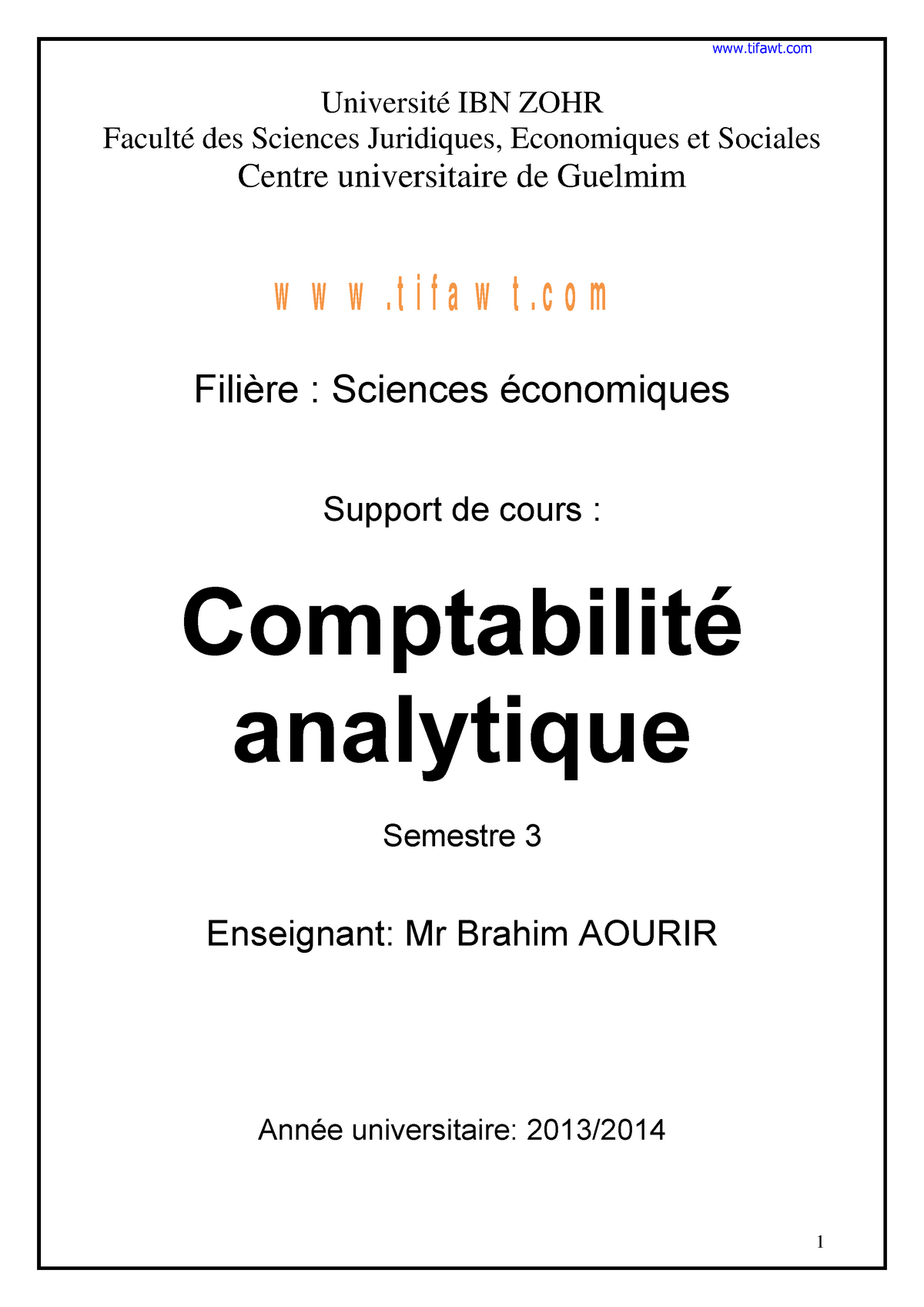 Cours Comptabilite Analytique Pdf Exercices Corriges - Université IBN ...