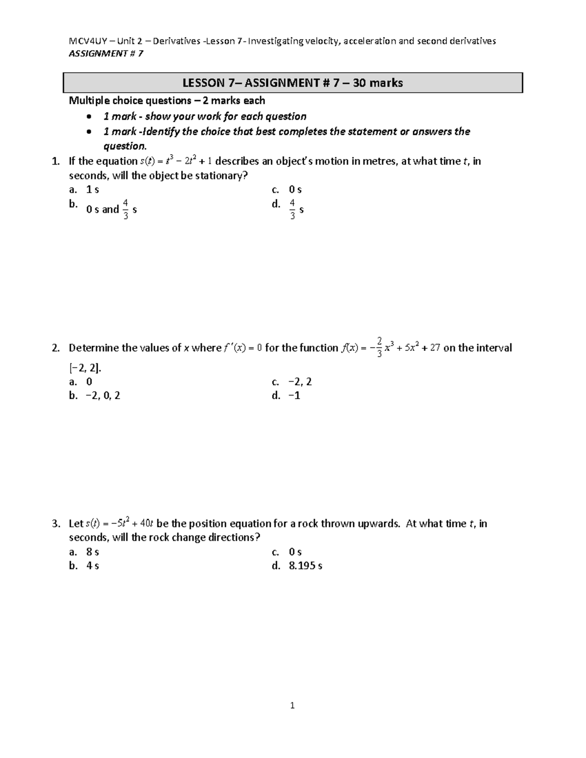 Lesson 7- Assignment # 7 - Studocu