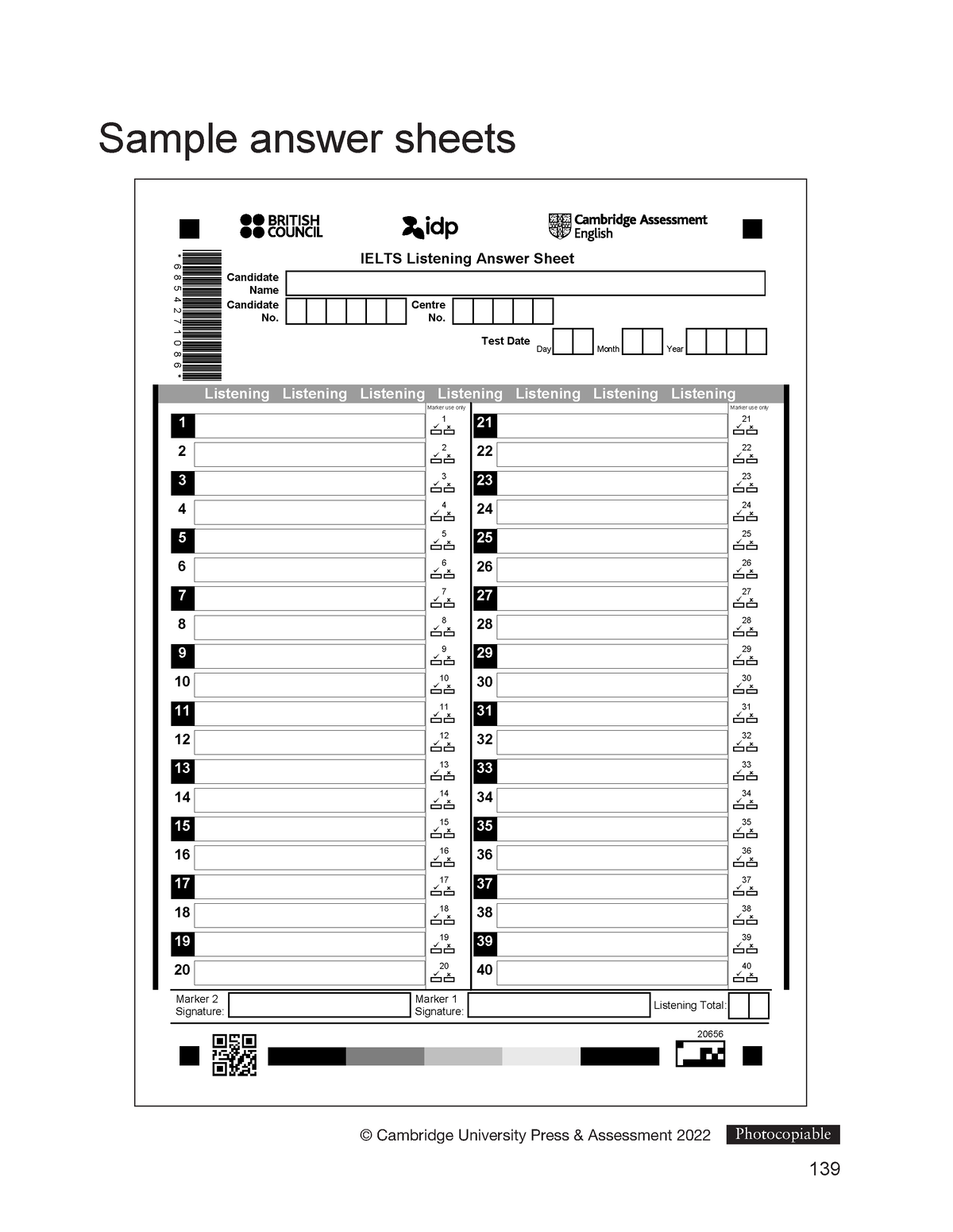 Answer Ielts sheet - Sample answer sheets * Listening Listening ...