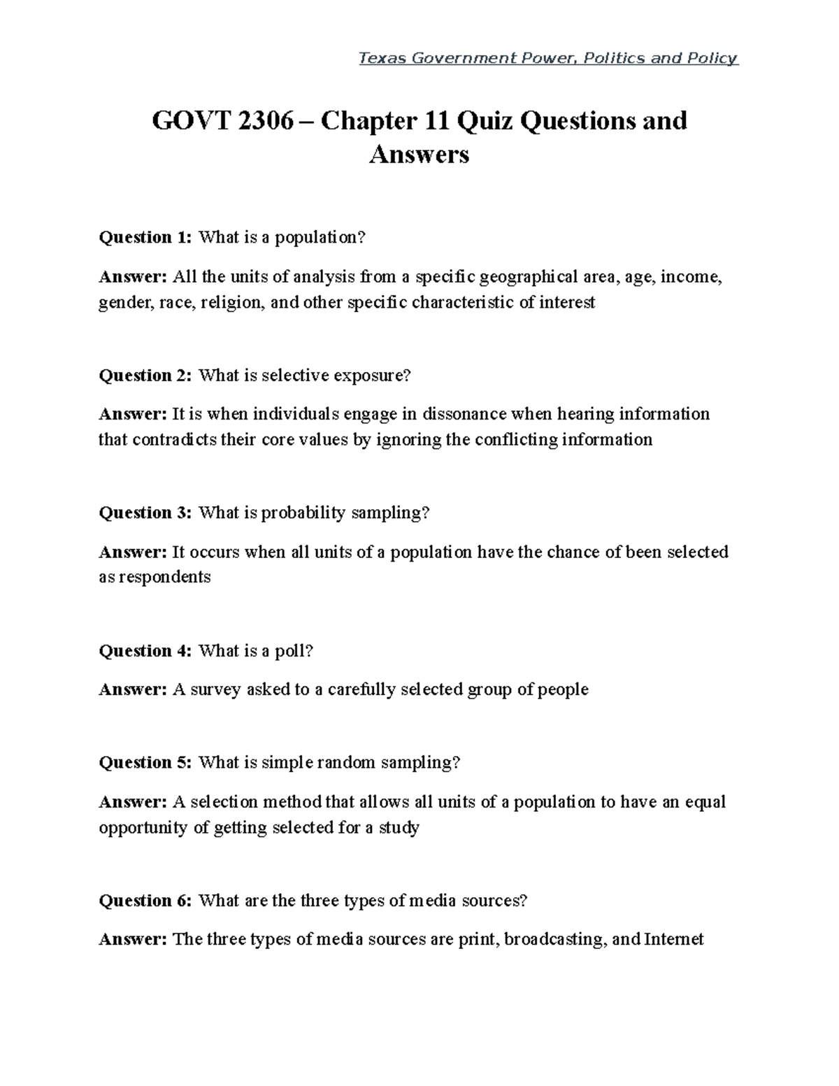 GOVT-2306 Chapter 11 Quiz Questions And Answers - GOVT 2306 – Chapter ...