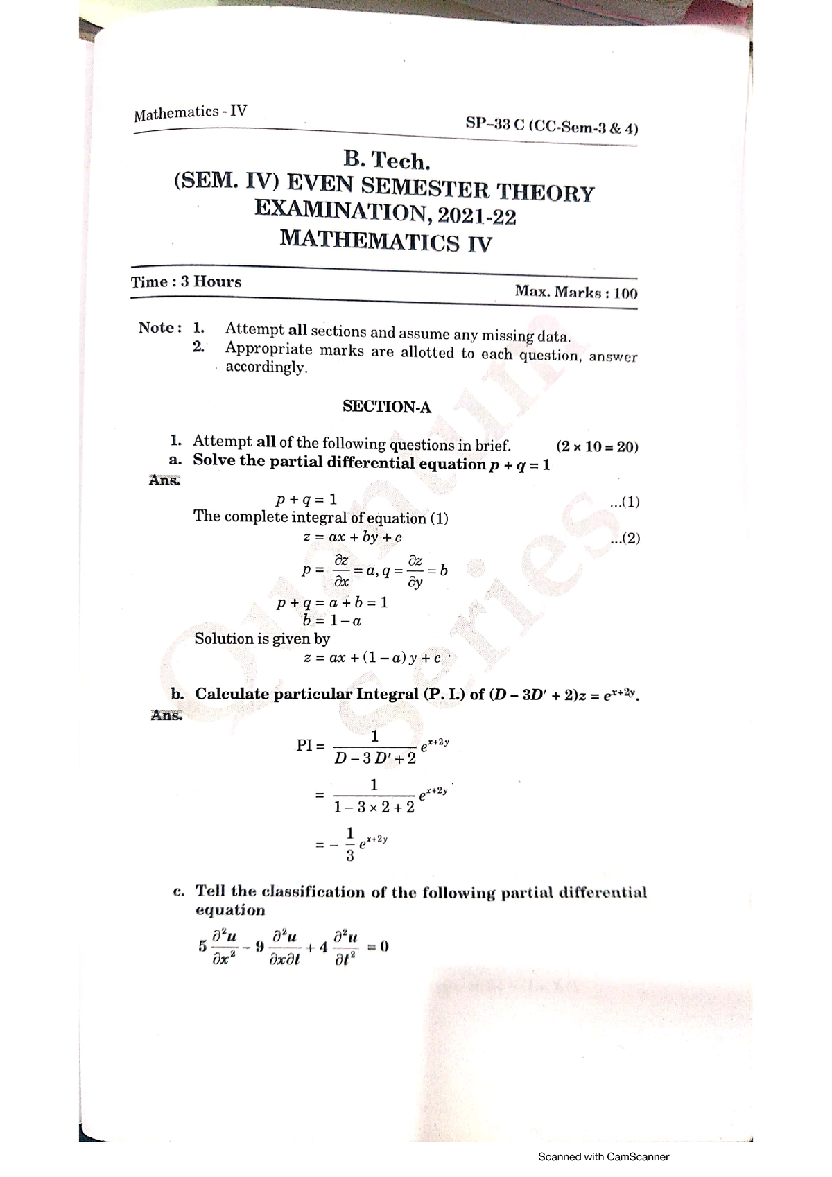 Math Previous Year Solution 2021 - B.tech - Studocu