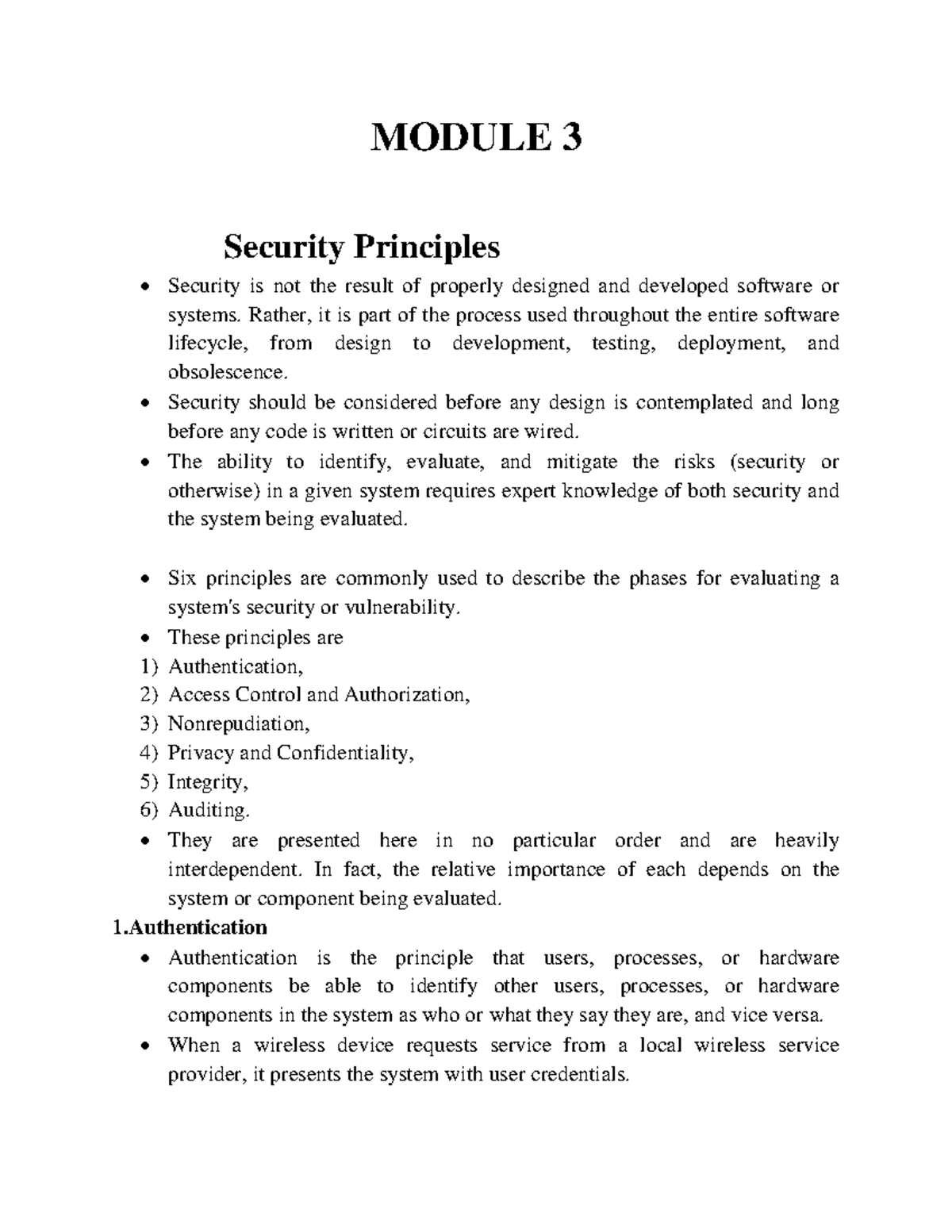 Mobile and wireless security - MODULE 3 Security Principles Security is ...