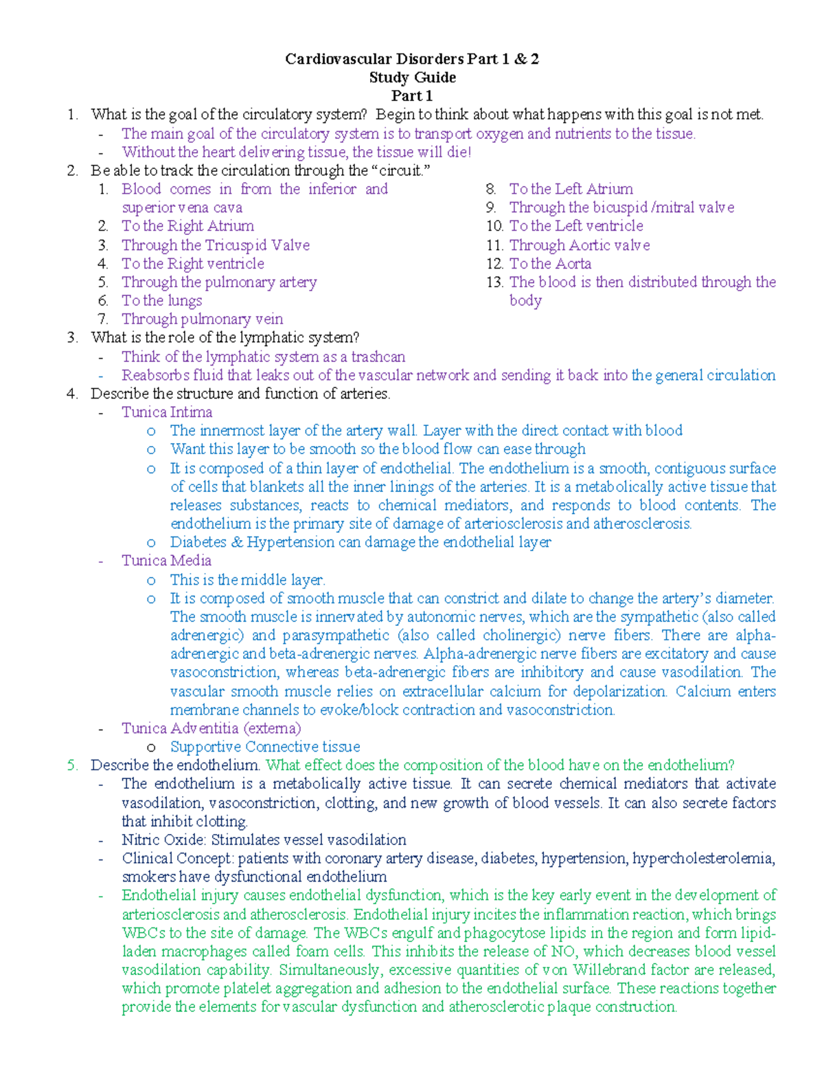 Copy of Patho Cardiovascular Study Guide - Cardiovascular Disorders ...