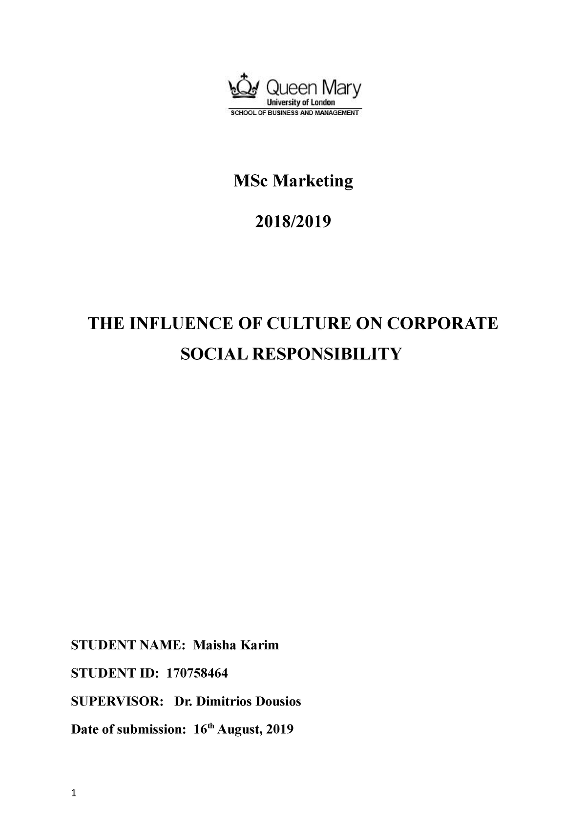 msc marketing dissertation examples