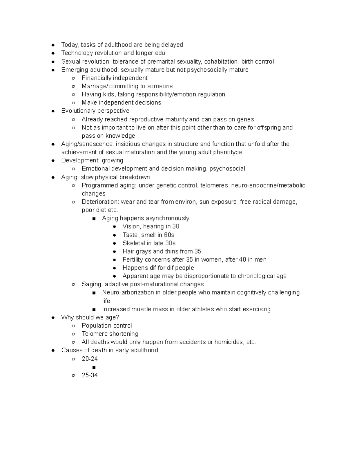 Lecture 14-15 Early Adulthood - Today, tasks of adulthood are being ...