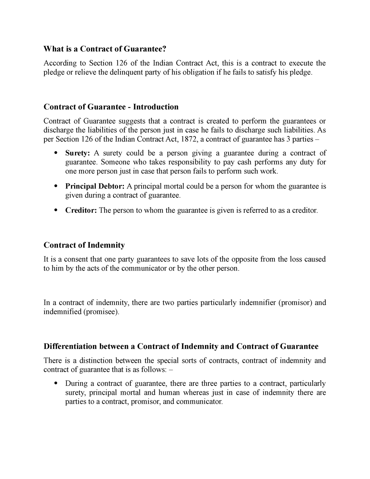 contract of guarantee assignment