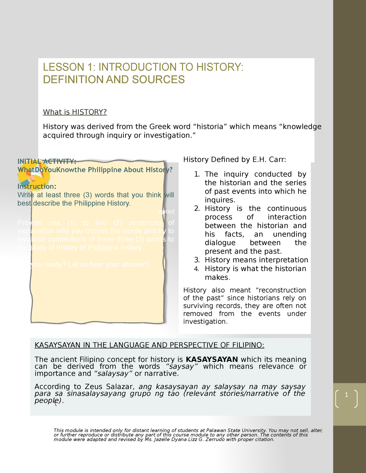 chapter 1 introduction to history definition causes sources and methodology