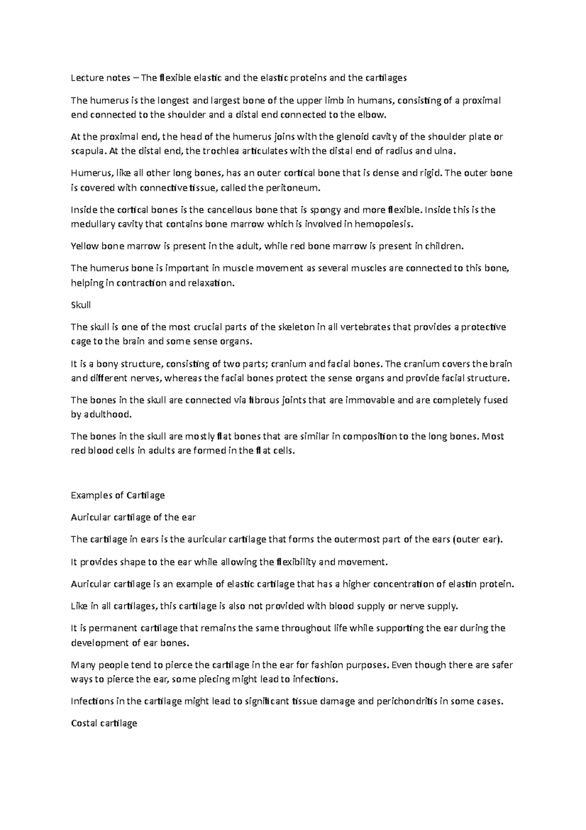 Lecture notes The flexible elastic and the elastic proteins and the