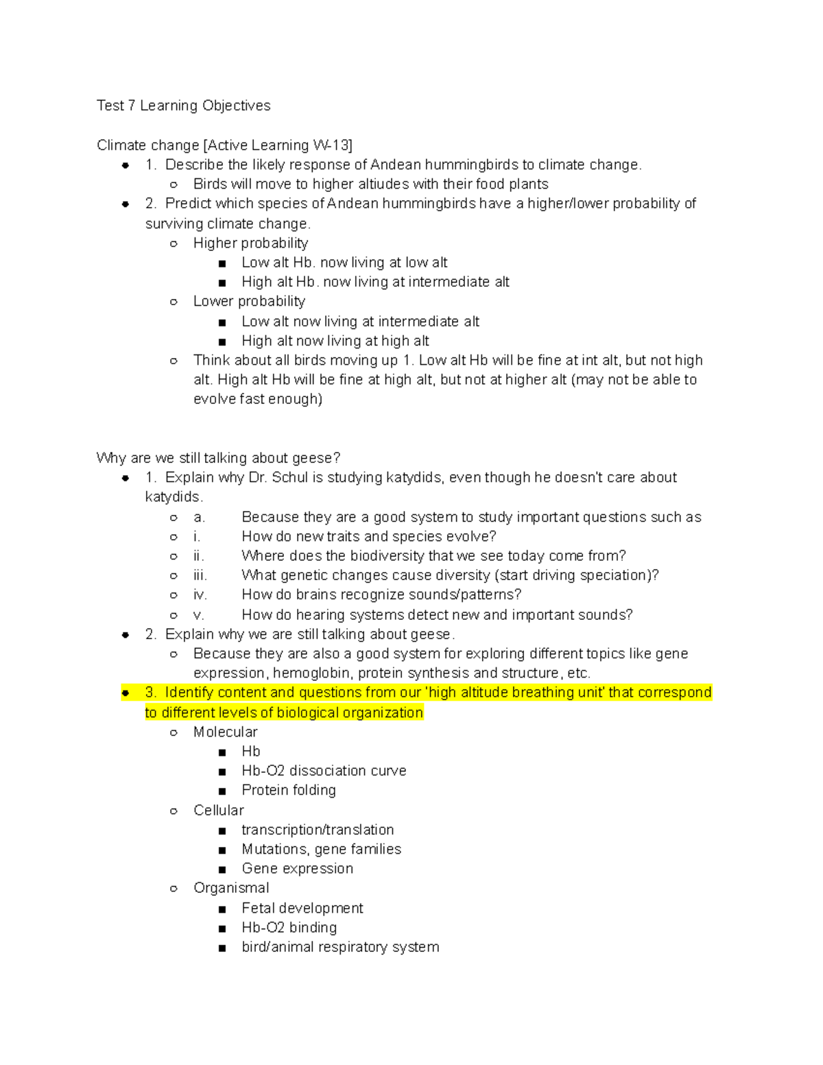 Test 7 Learning Objectives - Test 7 Learning Objectives Climate change ...