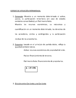 Estado de Resultados, situacion patrimonial y estado de evolucion del ...