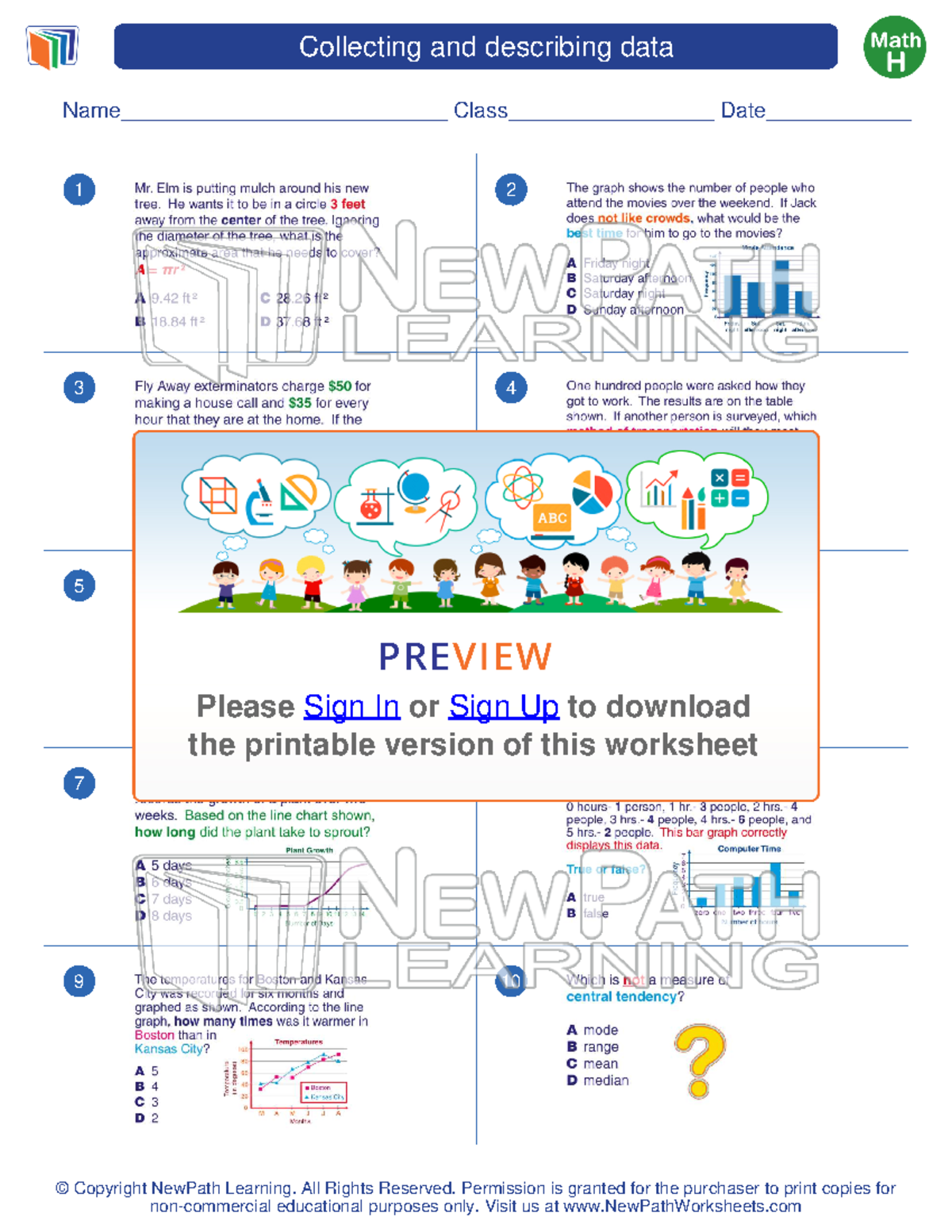 Worksheet math grade 8 collecting and describing data 0 - Collecting ...