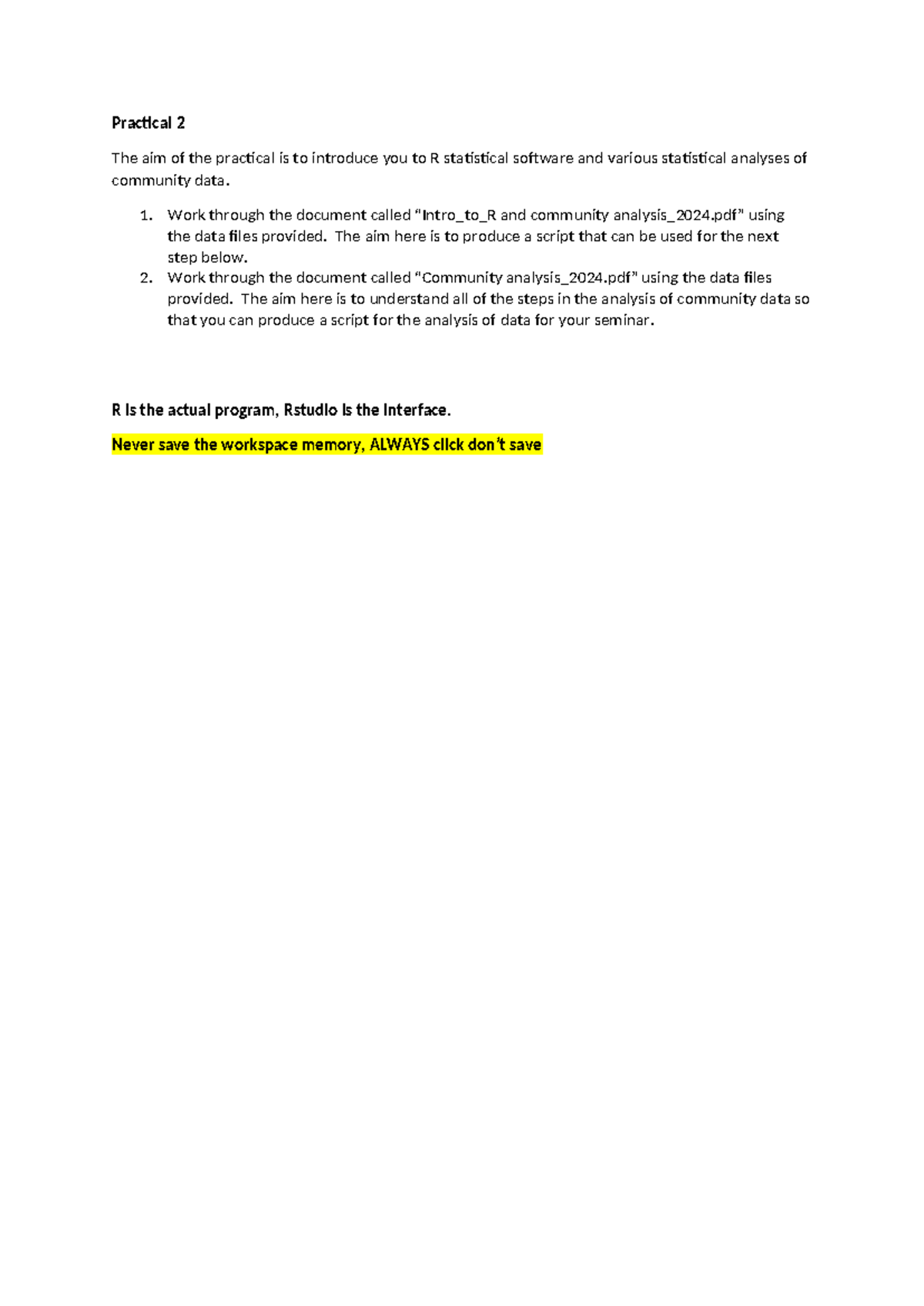 Prac Zen353 - prav - Practical 2 The aim of the practical is to ...