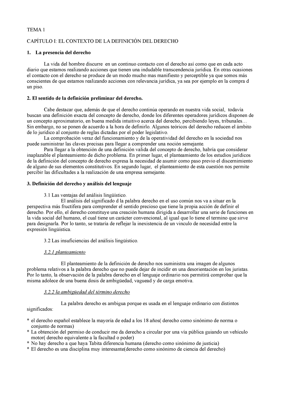 Tema 1 Teoría Del Derecho Apuntes Para Examen - TEMA 1 CAPÍTULO I: EL ...