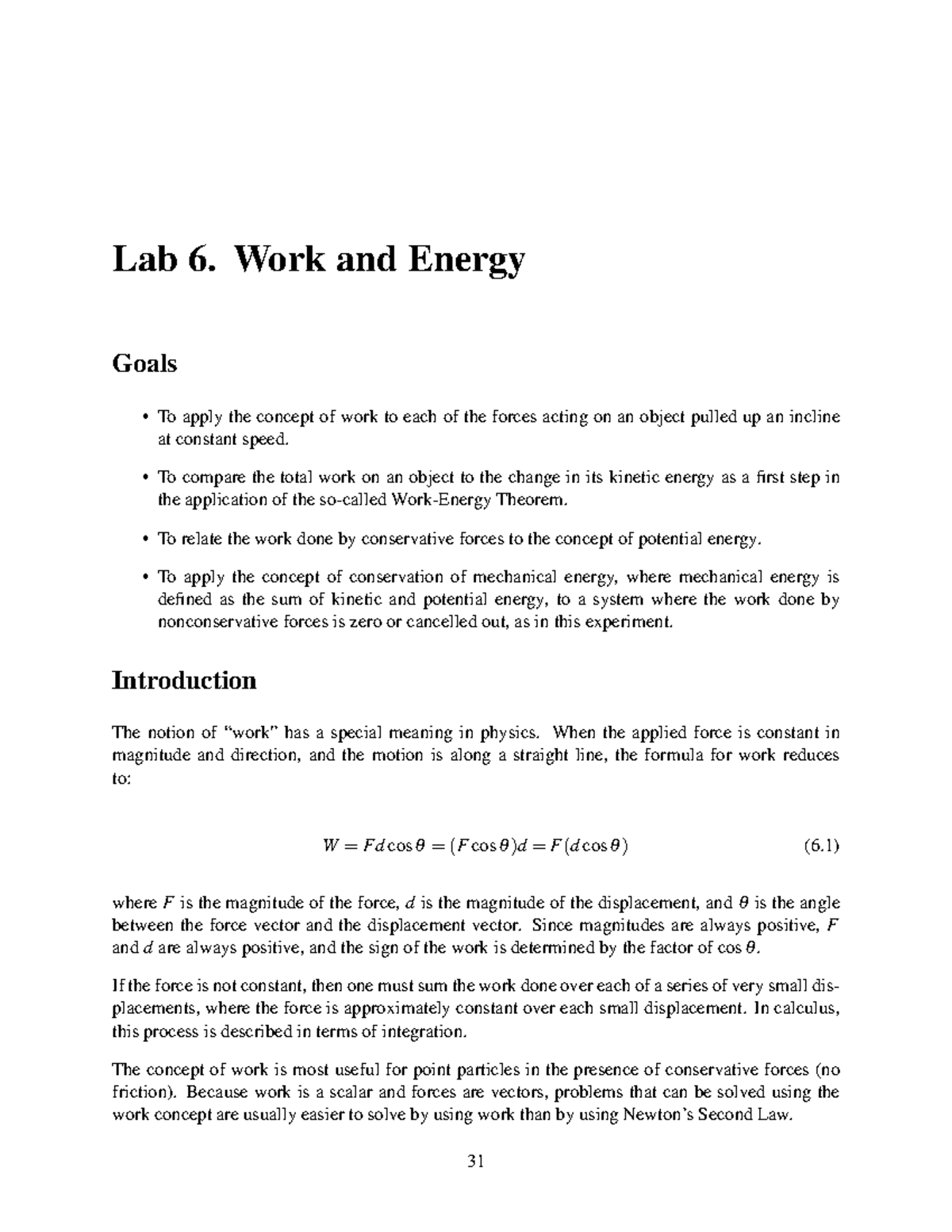 201 6Work and Energy Sp 17 - Lab 6. Work and Energy Goals To apply the ...