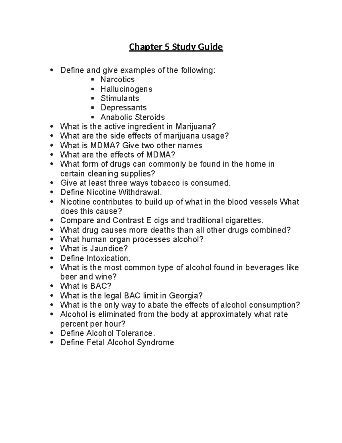 Chapter 5 Study Guide ...