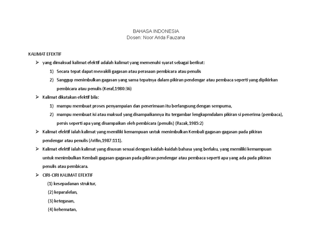 Materi bahasa indonesia kalimat efektif