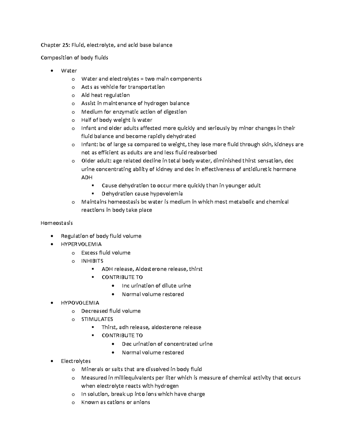 Ch 25 fluid, electrolyte, and acid base balance Chapter 25 Fluid